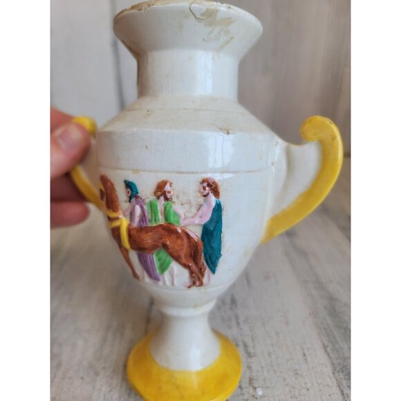 Vintage AS IS Roman vase horse religious decor - Picture 3 of 15